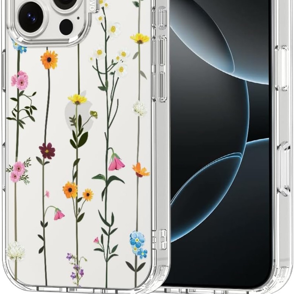 Floral Clear Phone Case for iPhone 16 Pro BUNDLE- 2 CASES